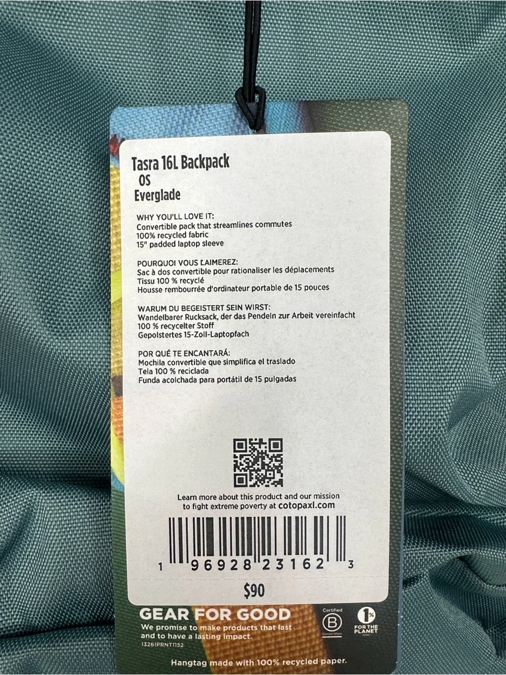 Cotopaxi Tasra 16L Everglade Lightweight Travel  Backpack